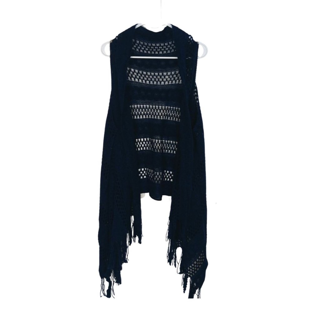 Tickled Pink Navy Boho Crochet Sweater Vest OSFM...........25
